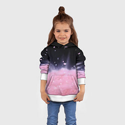 Толстовка-худи детская Розовая текстура с лепестками, цвет: 3D-белый — фото 2