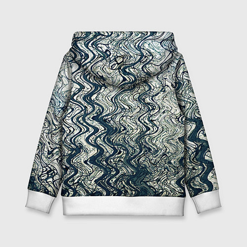 Детская толстовка Бело-синий искажённые абстрактные линии / 3D-Белый – фото 2