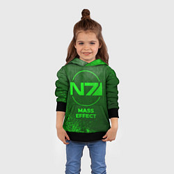 Толстовка-худи детская Mass Effect - green gradient, цвет: 3D-черный — фото 2