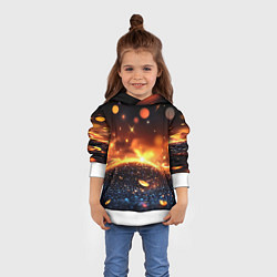 Толстовка-худи детская Оранжевое боке на черном, цвет: 3D-белый — фото 2