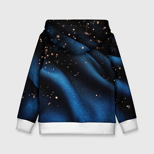 Детская толстовка Синяя волнистая текстура на черном / 3D-Белый – фото 2