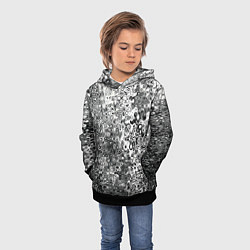 Толстовка-худи детская Чёрно-белый абстрактная текстура, цвет: 3D-черный — фото 2