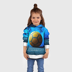 Толстовка-худи детская Гандбольный мяч синий дым, цвет: 3D-белый — фото 2