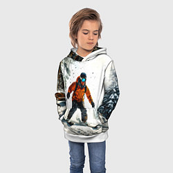 Толстовка-худи детская Лыжник зимой в лесу, цвет: 3D-белый — фото 2