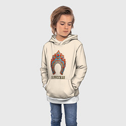 Толстовка-худи детская Славянский кокошник: я русская, цвет: 3D-белый — фото 2