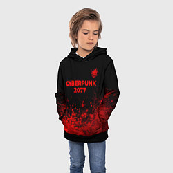 Толстовка-худи детская Cyberpunk 2077 - red gradient посередине, цвет: 3D-черный — фото 2