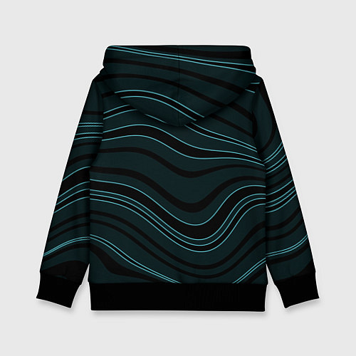 Детская толстовка Тёмный синий волнистые полосы / 3D-Черный – фото 2