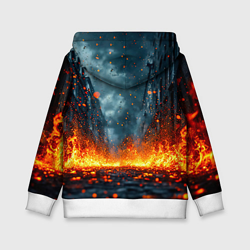Детская толстовка Раннинбек в огне / 3D-Белый – фото 2