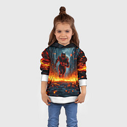 Толстовка-худи детская Раннинбек в огне, цвет: 3D-белый — фото 2
