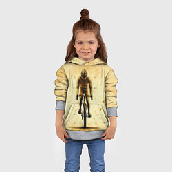 Толстовка-худи детская Трековый велосипедист на бежевом, цвет: 3D-меланж — фото 2