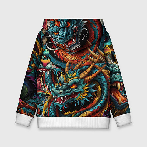 Детская толстовка Татуировка дракона ирезуми / 3D-Белый – фото 2