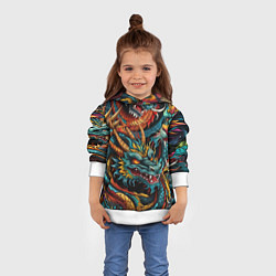 Толстовка-худи детская Татуировка дракона ирезуми, цвет: 3D-белый — фото 2