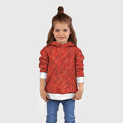 Толстовка-худи детская Морковный красный текстурированный узоры, цвет: 3D-белый — фото 2