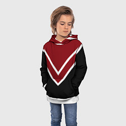 Толстовка-худи детская Красный с чёрным и белые полосы, цвет: 3D-белый — фото 2