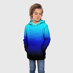 Толстовка-худи детская Градиент мозаика из голубого в чёрный, цвет: 3D-черный — фото 2
