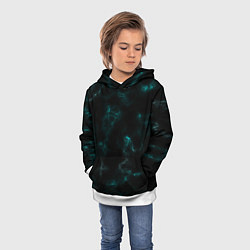 Толстовка-худи детская Color black turquoise, цвет: 3D-белый — фото 2
