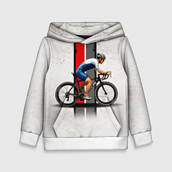Толстовка-худи детская Триатлонист на белом, цвет: 3D-белый