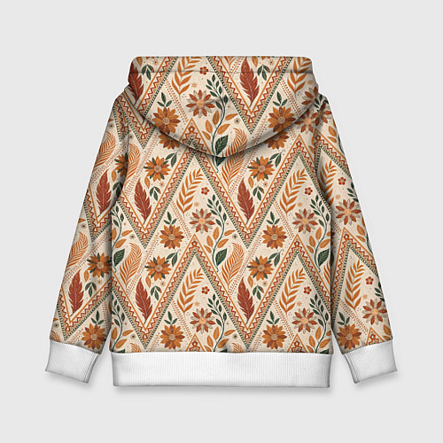 Детская толстовка Терракотовый геометрический узор с цветами / 3D-Белый – фото 2