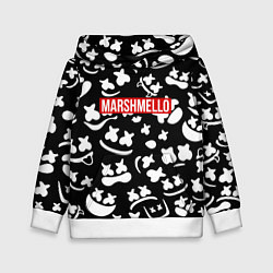 Толстовка-худи детская Marshmello black pattern, цвет: 3D-белый