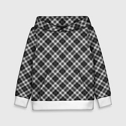 Толстовка-худи детская Косая черно белая клетка, цвет: 3D-белый