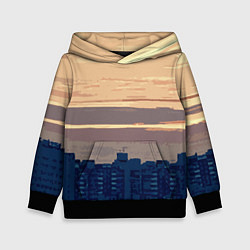 Толстовка-худи детская Городской пейзаж стилизованный, цвет: 3D-черный