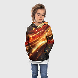 Толстовка-худи детская Красно-золотая текстура на черном, цвет: 3D-белый — фото 2
