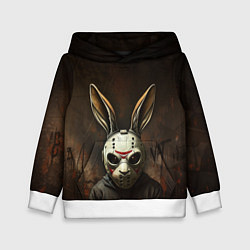 Толстовка-худи детская Кролик в хоккейной маске, цвет: 3D-белый