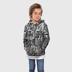 Толстовка-худи детская Серый геометричные полоски, цвет: 3D-белый — фото 2