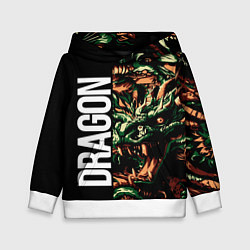 Толстовка-худи детская Татуировка дракона ирезуми, цвет: 3D-белый