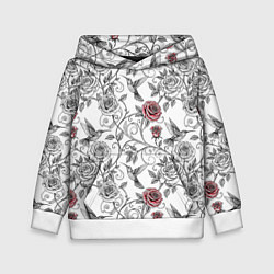 Детская толстовка Колибри и розы