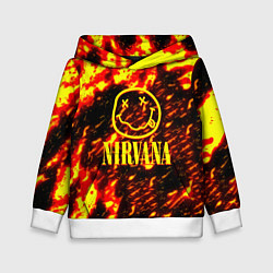 Толстовка-худи детская Nirvana огненное лого, цвет: 3D-белый