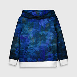 Толстовка-худи детская Абстракция - blue uniform camouflage, цвет: 3D-белый