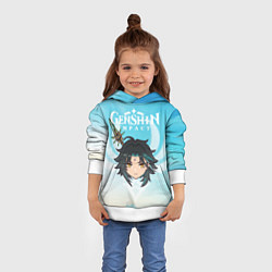 Толстовка-худи детская Genshin Impact - персонаж Сяо, цвет: 3D-белый — фото 2