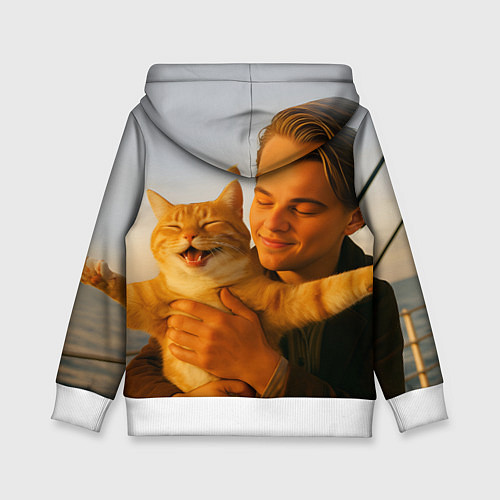 Детская толстовка Мужчина с котом на яхте / 3D-Белый – фото 2