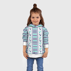 Толстовка-худи детская Морской орнамент с якорями и полосками, цвет: 3D-белый — фото 2