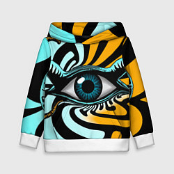 Толстовка-худи детская Глаз - психоделика, цвет: 3D-белый