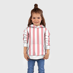 Толстовка-худи детская Полосы розозые, цвет: 3D-белый — фото 2