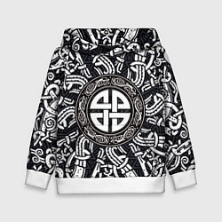 Толстовка-худи детская Узел защиты воинов и кельтские узоры, цвет: 3D-белый