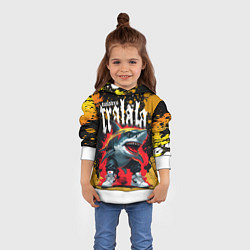 Толстовка-худи детская Тралалера Тралала брейнрот мем - Акула в кроссовка, цвет: 3D-белый — фото 2