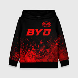 Толстовка-худи детская BYD - red gradient посередине, цвет: 3D-черный