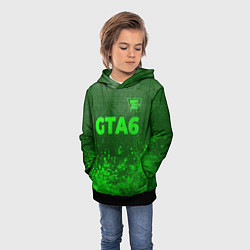 Толстовка-худи детская GTA6 - green gradient посередине, цвет: 3D-черный — фото 2