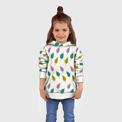 Толстовка-худи детская Листья на пятнах, цвет: 3D-белый — фото 2