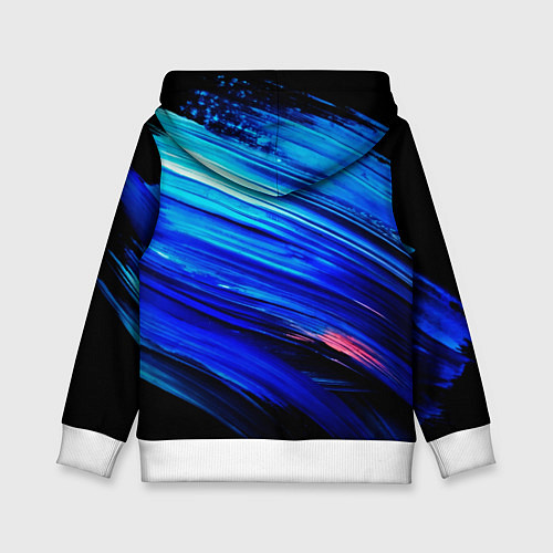 Детская толстовка Синии кисти краски на черном / 3D-Белый – фото 2
