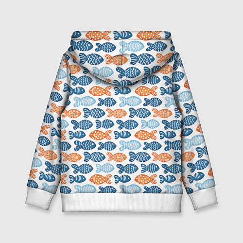 Детская толстовка Разноцветные рыбы на белом / 3D-Белый – фото 2