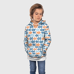 Толстовка-худи детская Разноцветные рыбы на белом, цвет: 3D-белый — фото 2