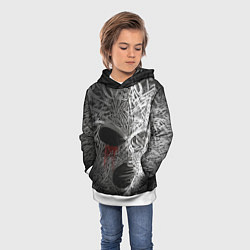 Толстовка-худи детская Маска каллиграфия, цвет: 3D-белый — фото 2