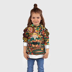 Толстовка-худи детская Кот самурай - Айко, цвет: 3D-белый — фото 2