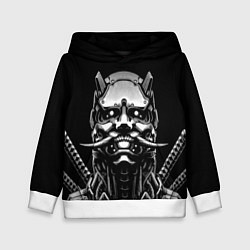 Толстовка-худи детская Киборг ниндзя в маске демона, цвет: 3D-белый