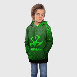 Толстовка-худи детская Hitman - green gradient, цвет: 3D-черный — фото 2