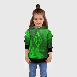 Толстовка-худи детская The Sims - green gradient, цвет: 3D-черный — фото 2